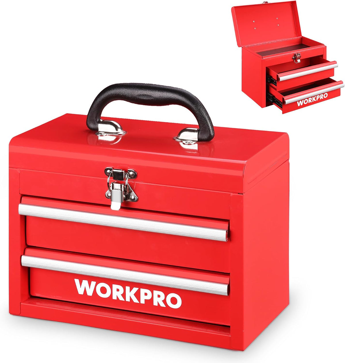 workpro portable mini metal tool box with 2, main product view