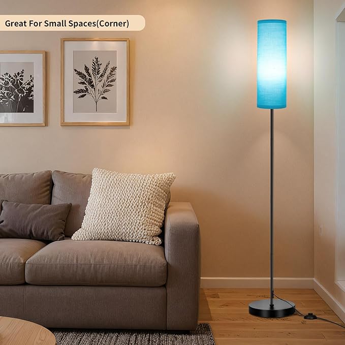 FRIDEKO HOME Floor Lamp with Turquoise Shade, Simple Design with Foot Pedal - Image 2