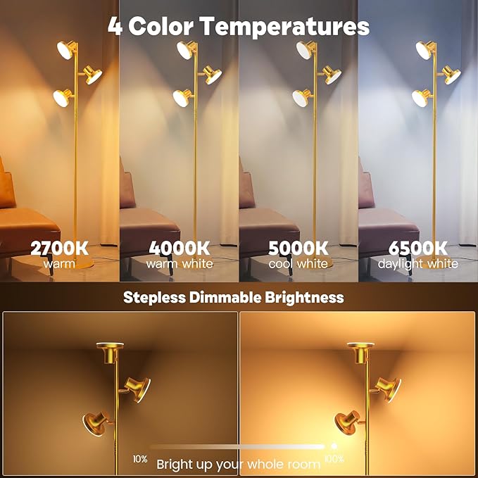 SIBRILLE 36W LED Tree Floor Lamp, Modern Dimmable Standing Lamp - Image 4
