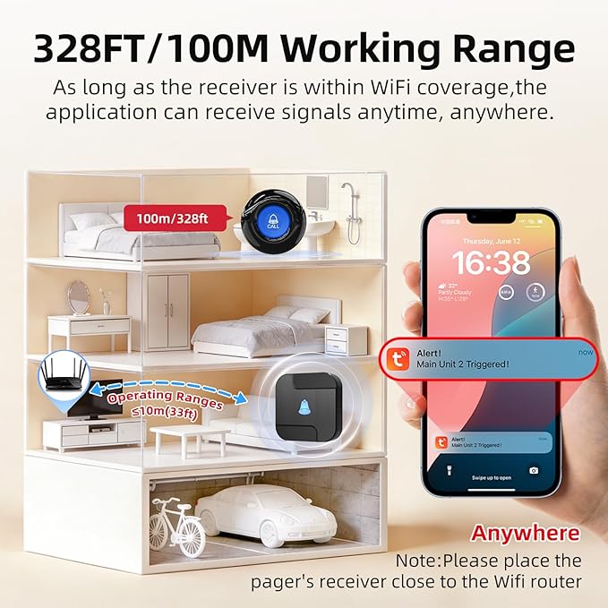 CallToU Wi-Fi Wireless Caregiver Pager Call Button - Image 3