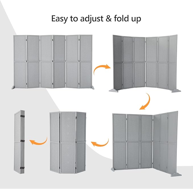 Bonnlo 4/6 Panel Pegboard Freestanding, 5 FT Portable Display Board Organizer - Image 3