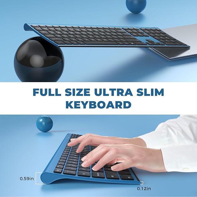 Wireless Keyboard and Mouse, Vssoplor 2.4GHz Rechargeable Quiet Full-Size - Image 2