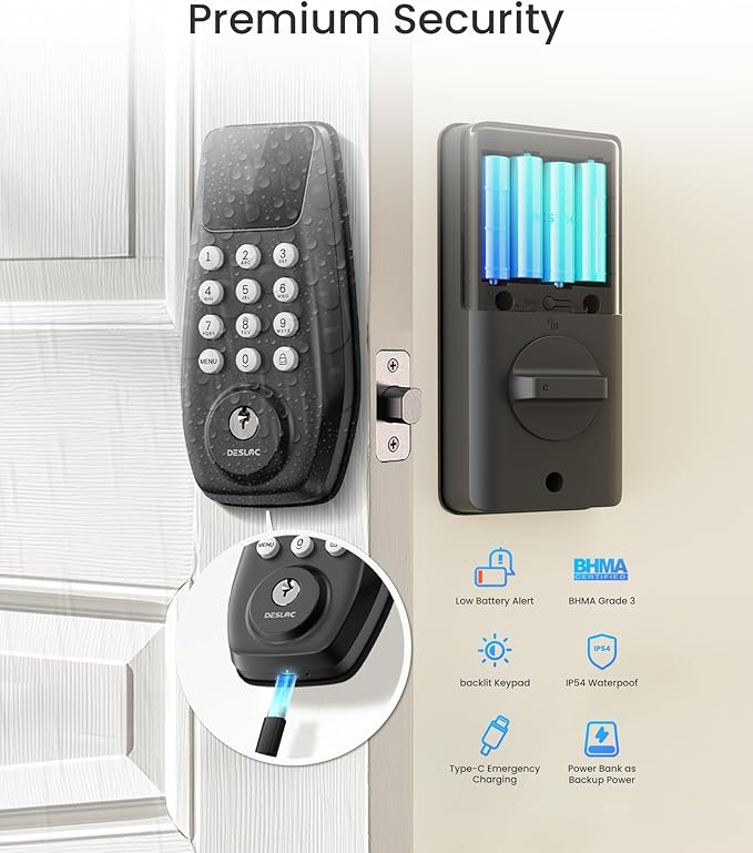 DESLOC C100 Plus Built-in WiFi Smart Lock, Keyless Entry Door Lock - Image 7