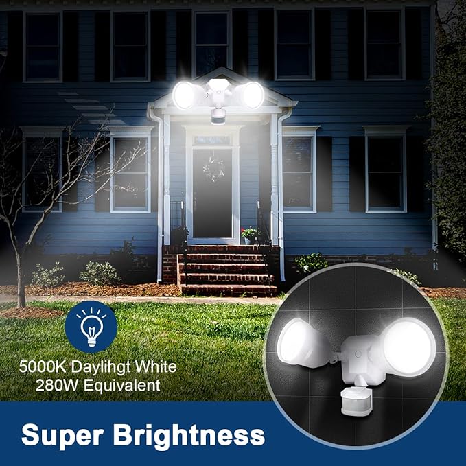 EMANER Motion Sensor Outdoor Lights, Dusk to Dawn Porch Flood Light 5000K - Image 3