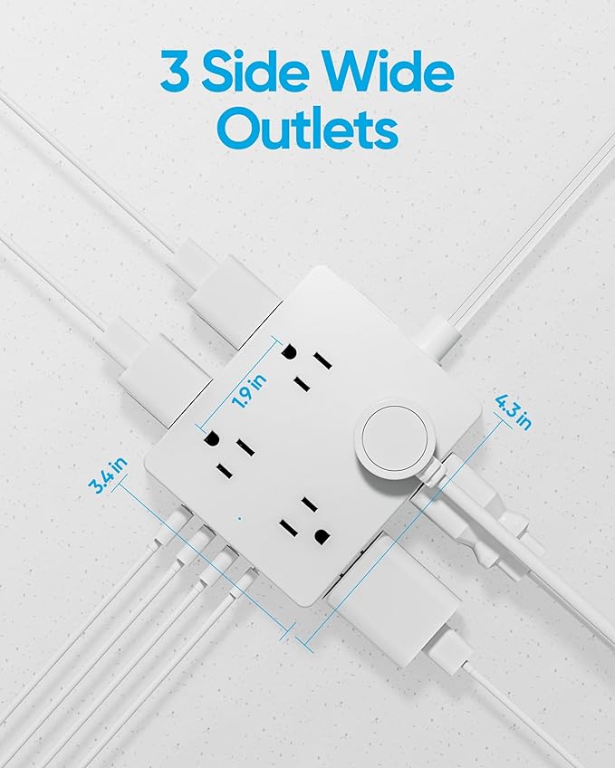 Surge Protector Power Strip 10 ft Cord, Olcorife Ultra Thin Flat Plug Extension - Image 6