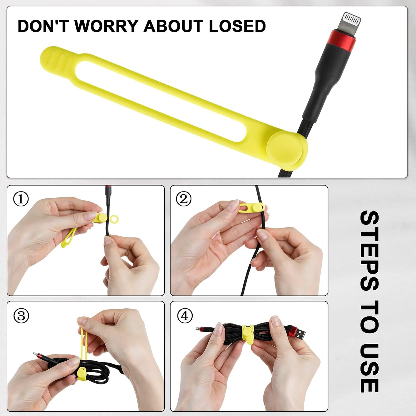 100Pcs Silicone Cable Ties, Cord Organizer Cable Management-Multi | Reusable Cord Ties for Electronics, Office Desk Accessories, Home Travel Essentials, Easy to Use, 4.2 Inch-5 Colors