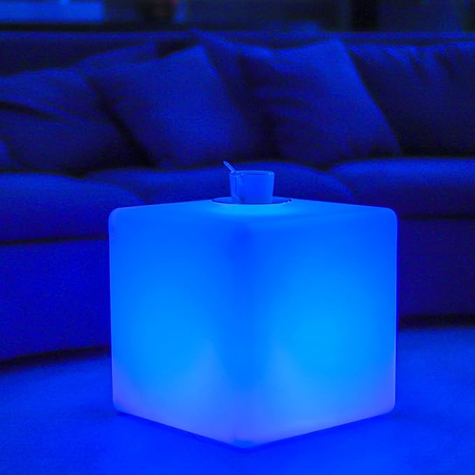 LOFTEK 20-inch LED Lighted Cube Table, Large Cube Chair Light, 16 RGB Colors by LOFTEK