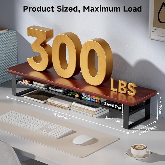 NestNeat Dual Monitor Stand, 35.4 Inch Monitor Stand Riser - Image 2