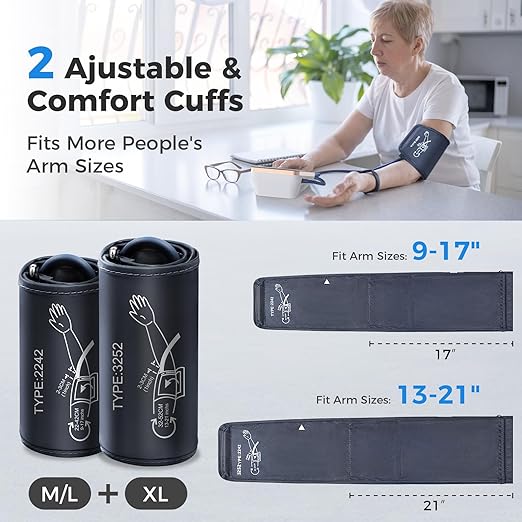 Blood Pressure Monitor, Extra Large 2 Cuffs Accurate Upper Arm Blood Pressure - Image 2