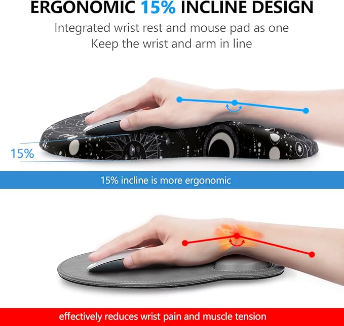Laokiiy Mouse Pad Wrist Support, 2 in1 Keyboard Wrist Rest+ Ergonomic Mouse Pad - Image 2