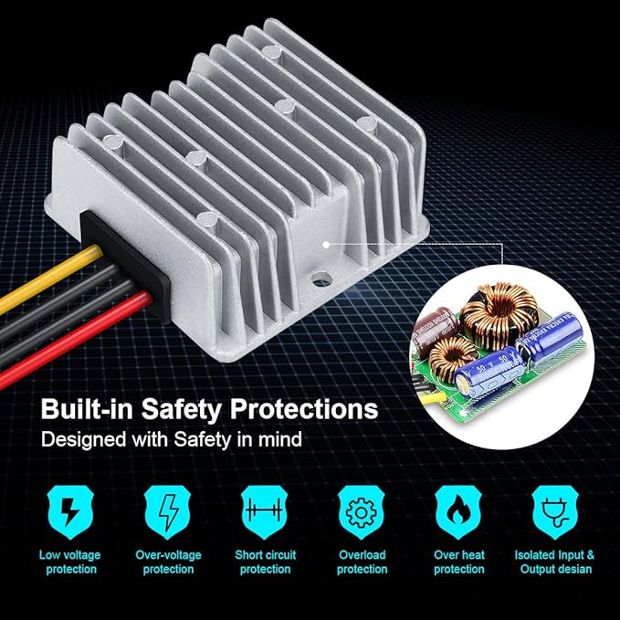 48V Step Down 12V 360W 30A DC/DC Voltage Regulator Golf Cart Reducer Converter - Image 4