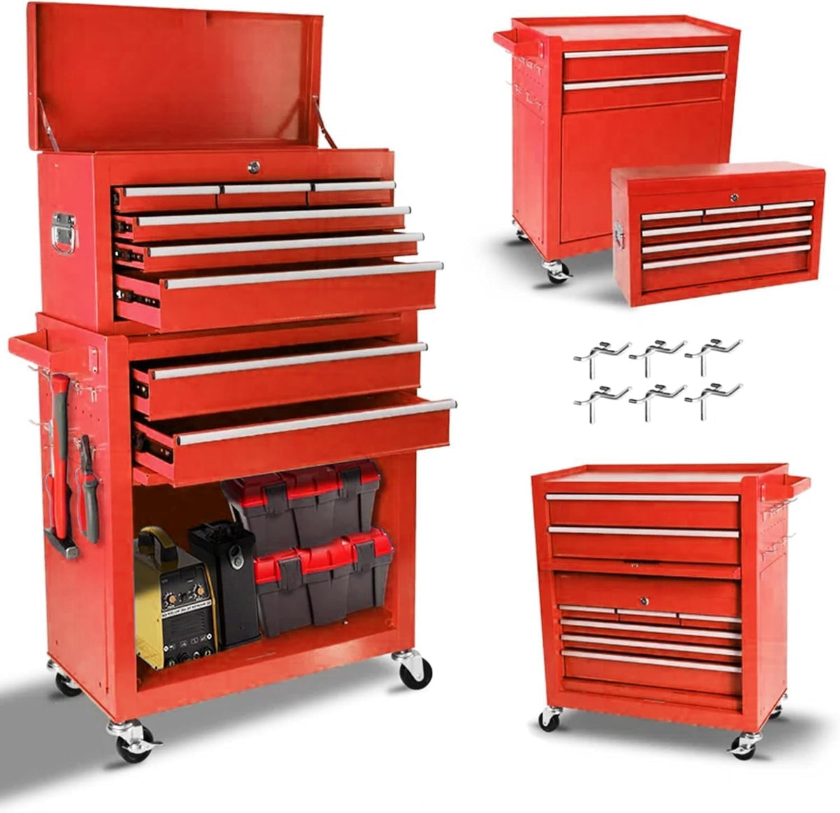 8 drawers rolling tool chest, 2-in-1 detachable metal, main product view