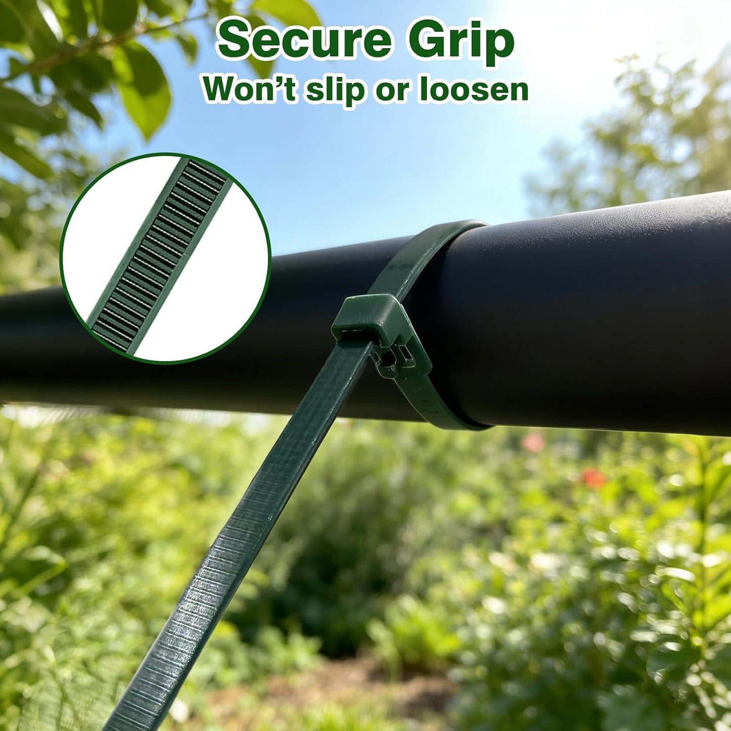 100 Pack Reusable Zip Ties 24 Inch Extra Long Cable Ties Dark Green | Reusable Trigger Release / Industrial Nylon / UV Resistant / Non-Slip Self-Locking / Round Ends No Hurt / Extra Long 24"