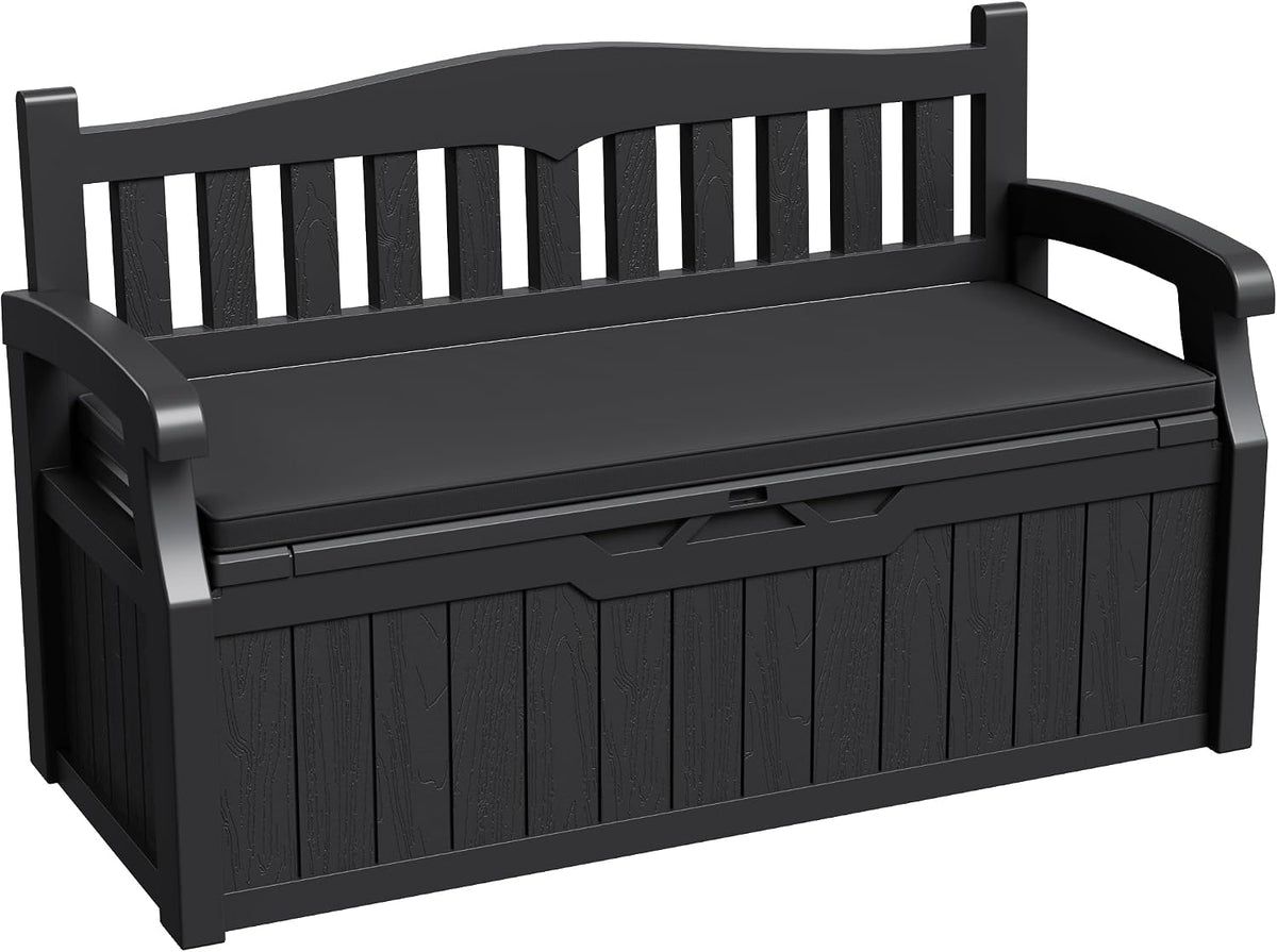 greesum 80 gallon outdoor storage bench deck box,black, main product view