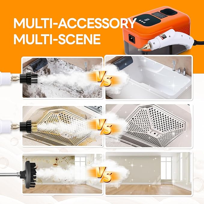 Heavy Duty Handheld Steam Cleaner, 15s Heat-Up, 9-Level Adjustable 2500W - Image 4