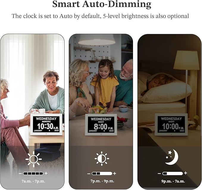 10.1'' Digital Clock, 1280*800p HD Extra Large Display, Dementia Clock - Image 6