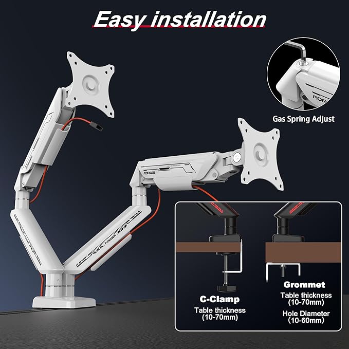 Fydeamer Dual Monitor Arm for 17-35" Screens up to 24.2 lbs, Ergonomic Gas - Image 6