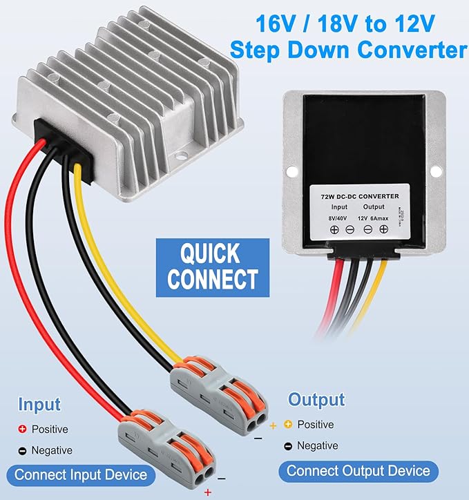 EAGWELL DC 8-40V to 12V Converter 6A 72W Step Down Converter Voltage Reducer - Image 6