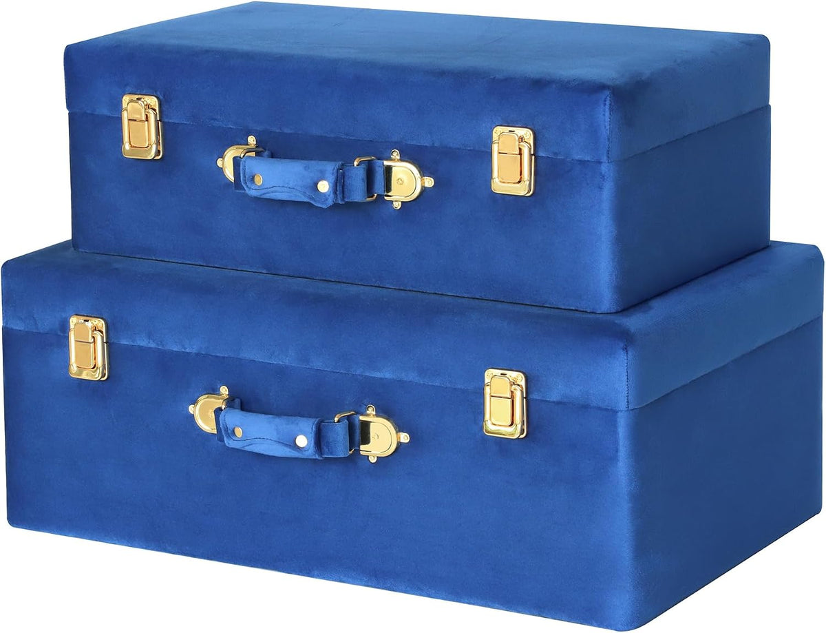 hofferruffer velvet storage trunks with wood frame, set, main product view