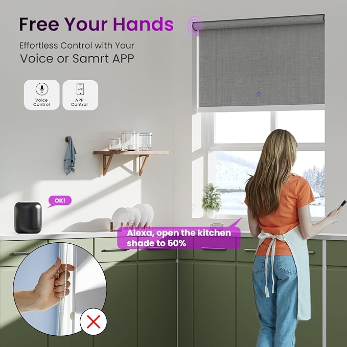 Astomi Motorized Roller Shades for Windows, Smart Blinds, Voice Control - Image 3