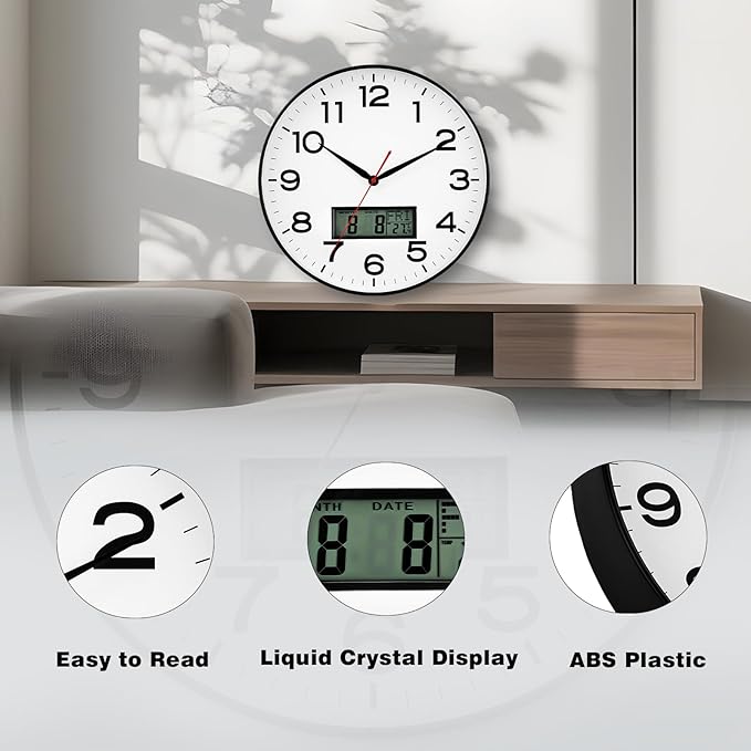 AKCISOT Wall Clock 12 Inch, Non-Ticking Silent Battery Operated Analog - Image 3