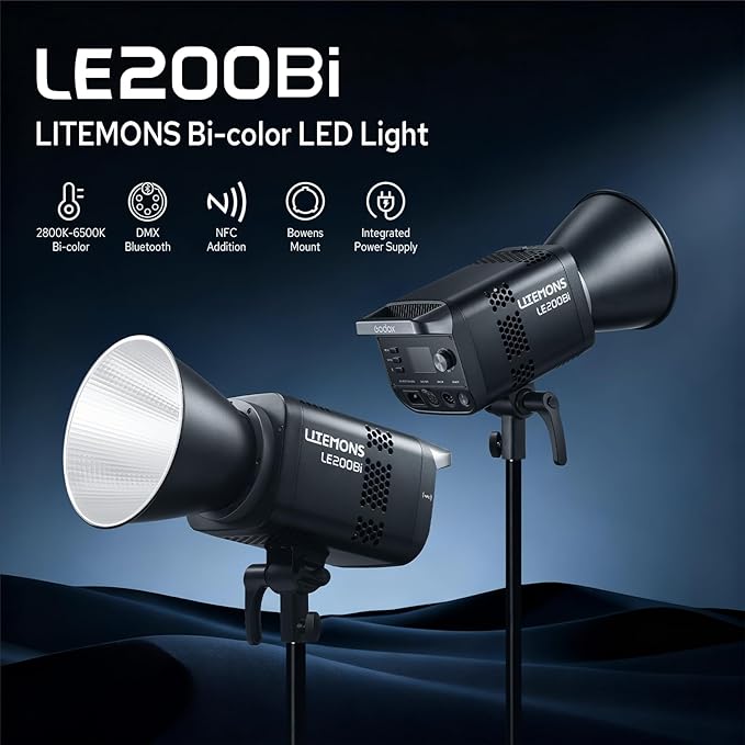 Godox Litemons LE200Bi 220W Bi-Color LED Video Light, 57700Lux@1M - Image 2
