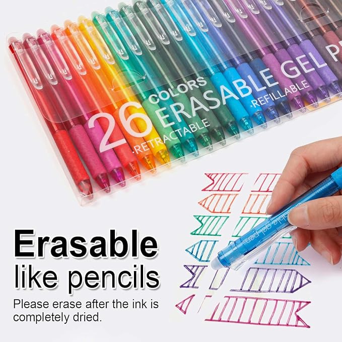 Vanstek 26 Colors Erasable Gel Pens, Retractable Erasable Pens Clicker - Image 2