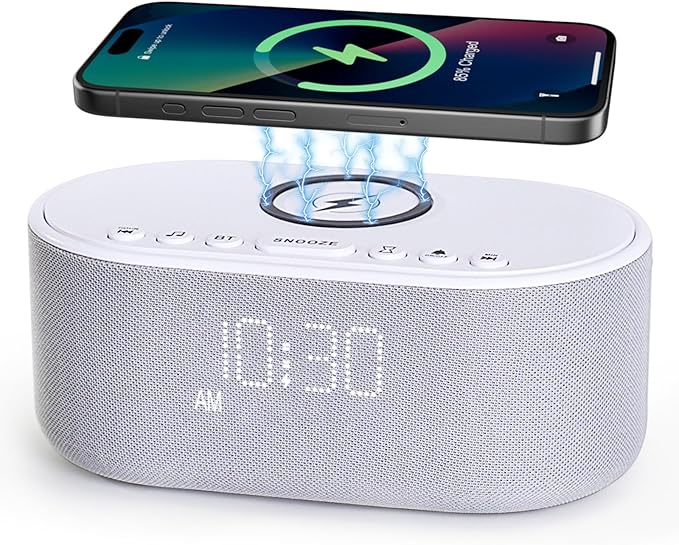 Sound Machine Alarm Clock Wireless Charger: Bluetooth 10W Stereo Sound Speaker by Odokee