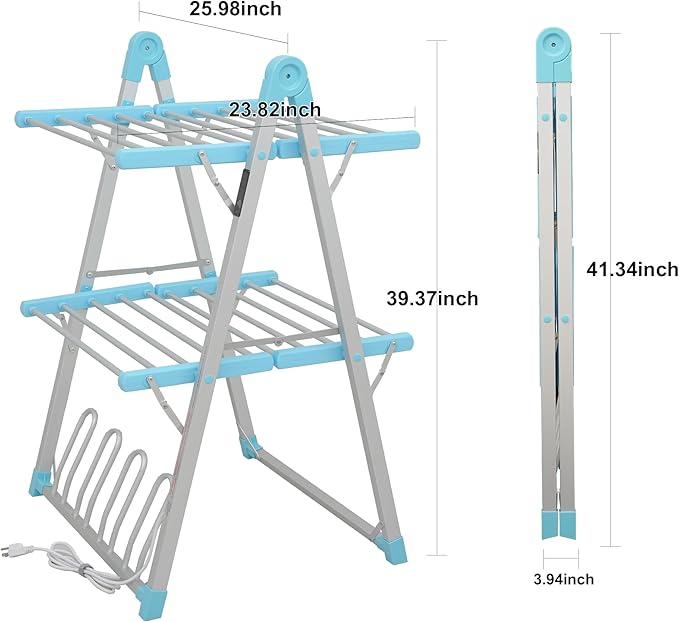 SHARNDY Electric Heated Clothes Drying Rack, Foldable Heated Garment Dryer - Image 4