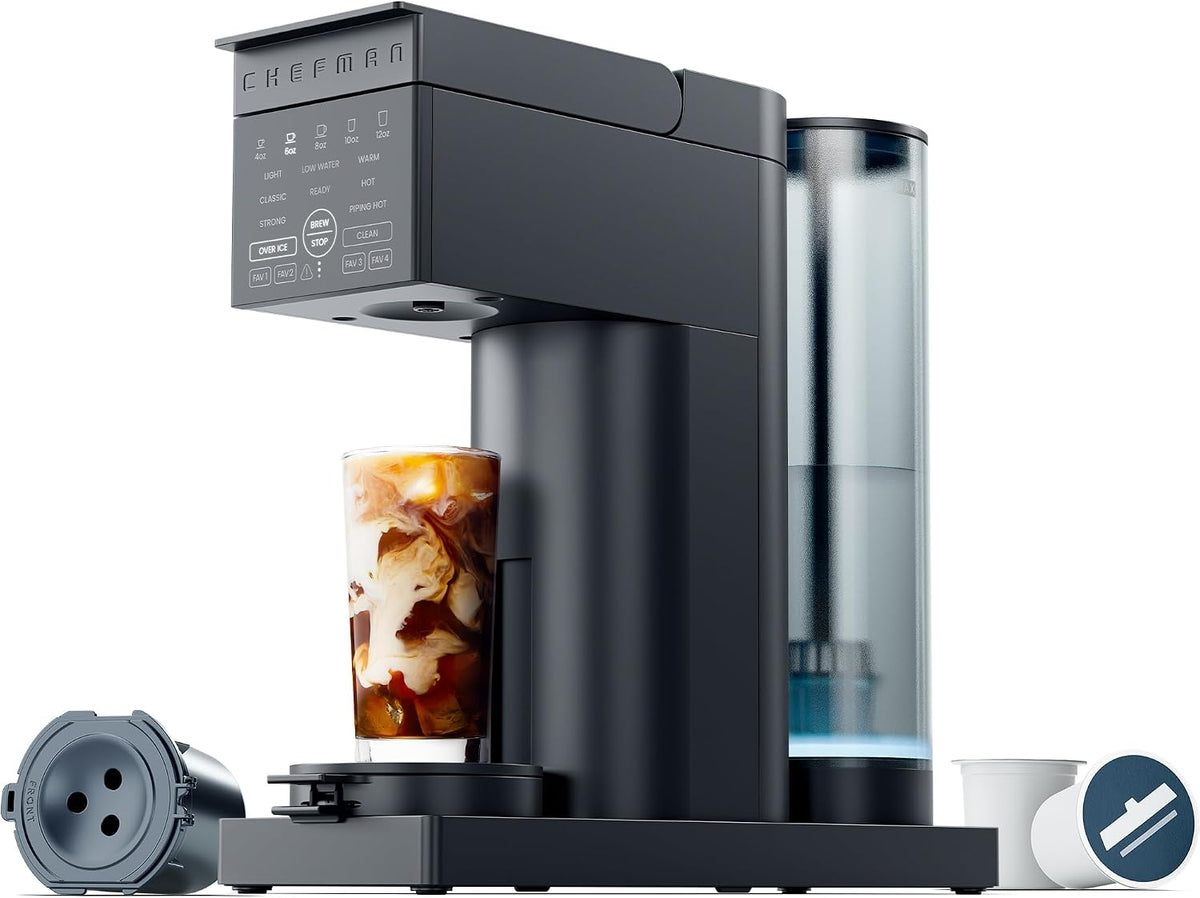 Chefman Caffeinator Single Serve Coffee Maker, Brew Kcups & Grounds, Drip