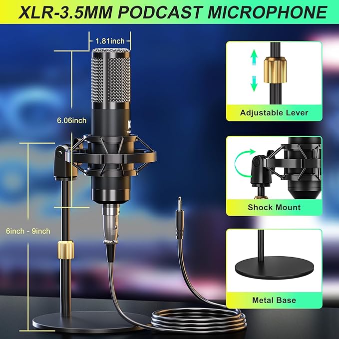 Podcast Microphone Bundle with Live Sound Card Audio Mixer, Podcast Equipment - Image 2
