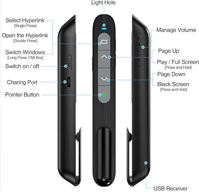 2 in 1 USB Type C Rechargeable Presentation Clicker - Image 8