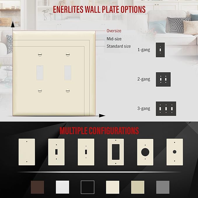 ENERLITES Jumbo Double Toggle Switch Cover, Two Gang Light Switch Wall Plate - Image 4