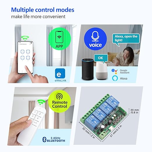 DieseRC 4 Channels WiFi Smart Switch, DC 5V 12V 24V 36V Passive Output Relay - Image 3