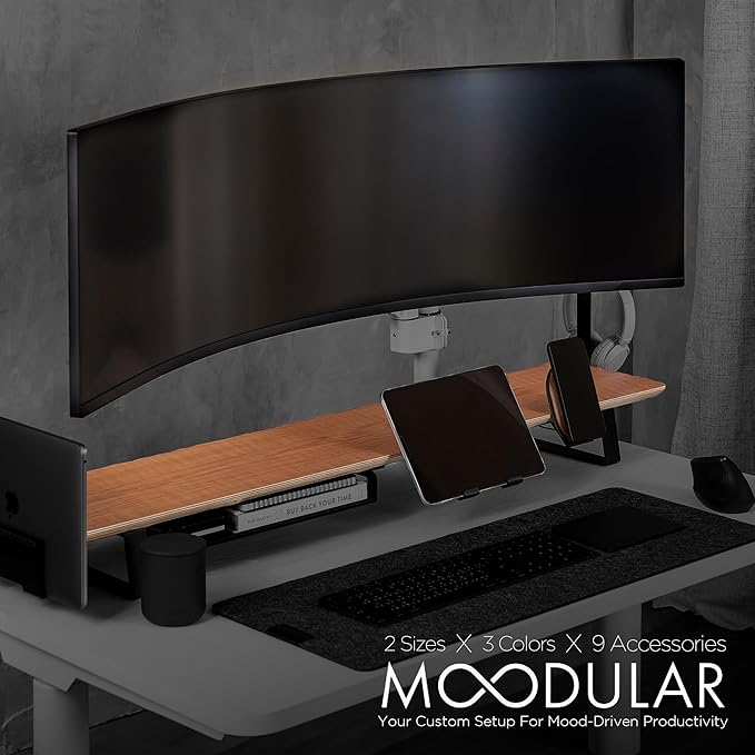 ULTRARM Moodular Wooden Monitor Stand 45.6” Large Desk Organizer - Image 2