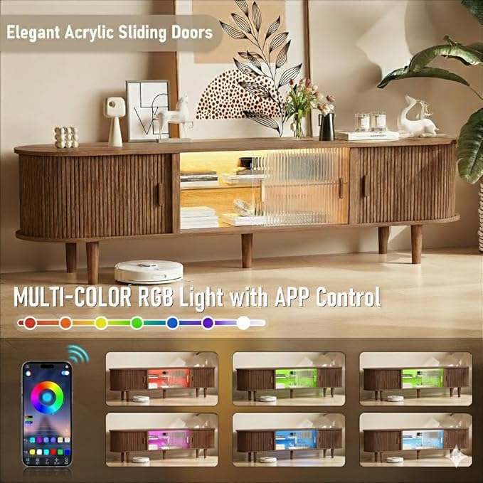 70" Fluted TV Stand with LED Lights - Image 3