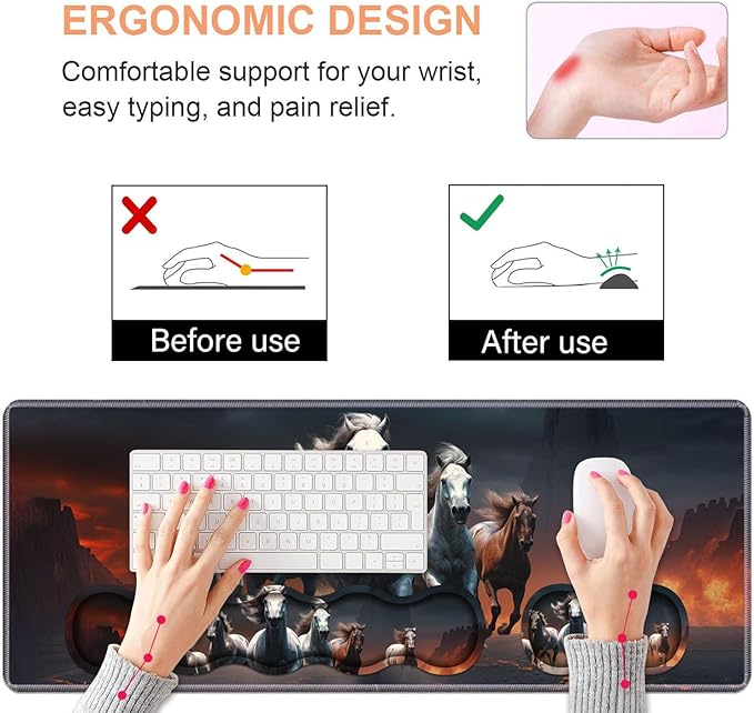Ergonomic Keyboard Wrist Rest & Mouse Pad Wrist Rest Set, Large XXL Gaming Desk - Image 5