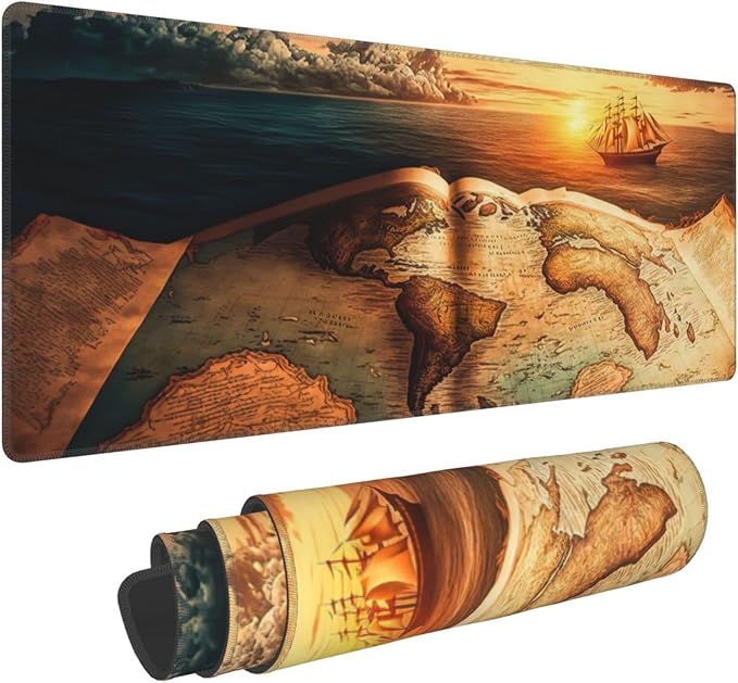 Antique World Map Extended Big Mouse Pad Large, XL Gaming Mouse Pad Desk Pad by CANFLASHION