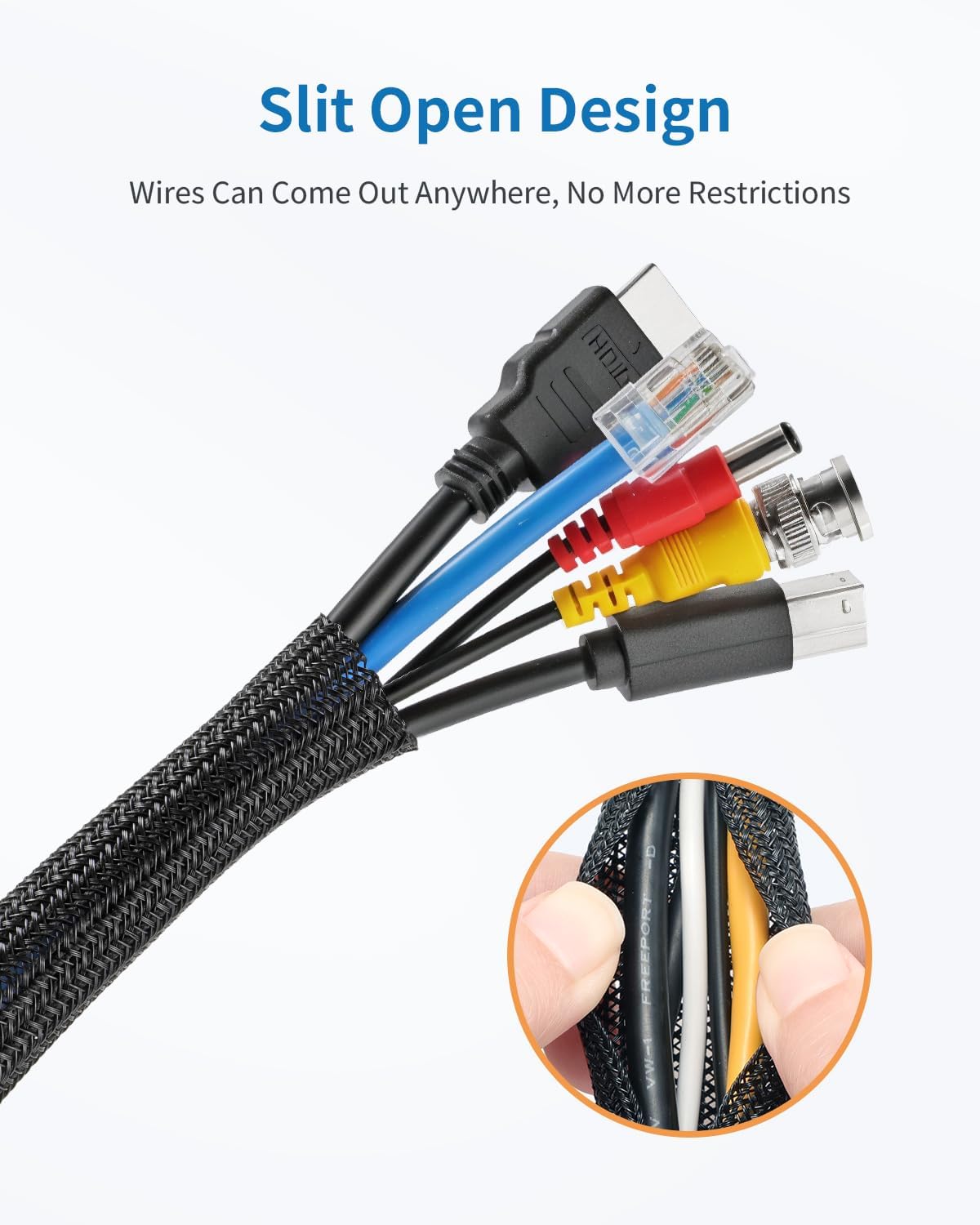 Yecaye 10ft - 1/2 inch Cord Protectors from Pets no Chew, Black | Split Cable Management Sleeves, Wire Loom Tubing for TV USB Cord Protector, Cord Covers for Pets Bite-Resistant