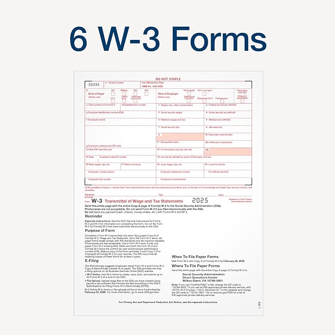 Adams W-2 Forms 2025, 6-Part Kit - Image 5