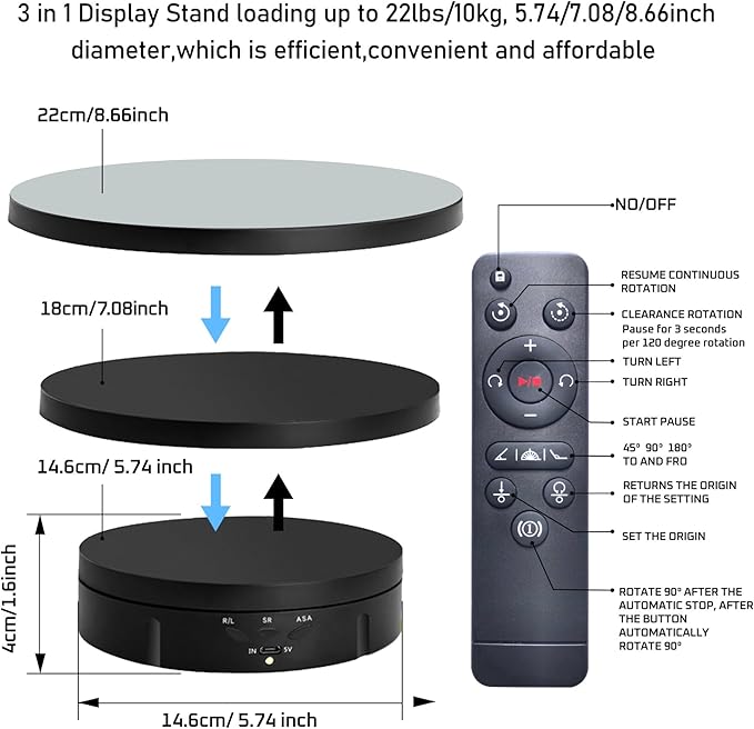 JAYEGT 3 in 1 Motorized Rotating Display Stand - Image 4