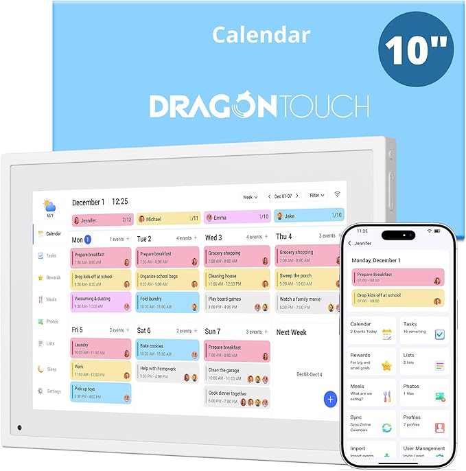 Digital Calendar Touch Screen 10 Inch, Electronic Calendar Chore Chart by DragonTouch