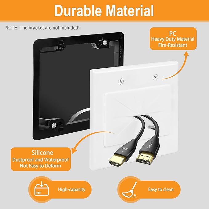 Kebulldola 2 Gang Wall Plate White 2 Pack, Silicone Cable Pass Through Wall - Image 5