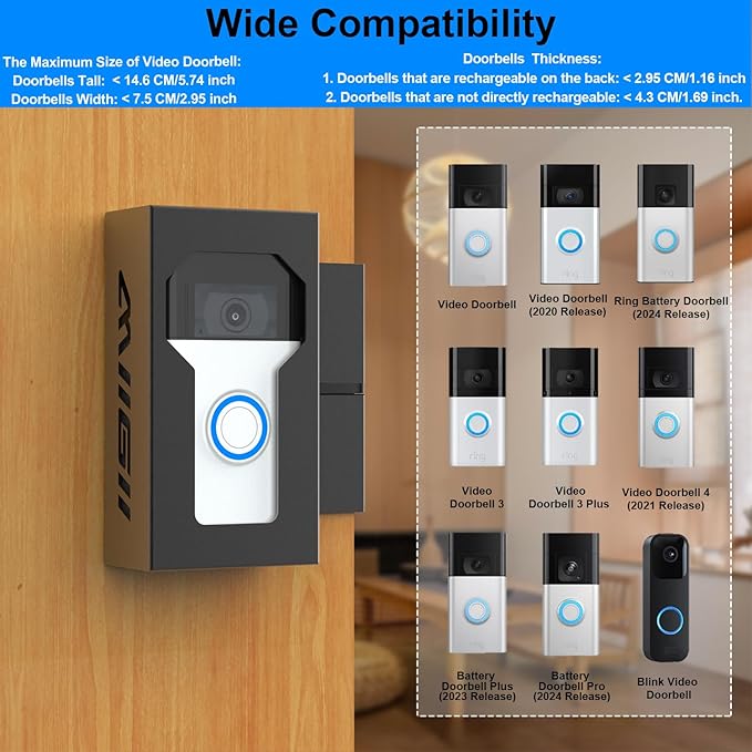 Anti Theft Ring Doorbell Mount, All Metal Ring Camera Door Mount Upgrade - Image 6
