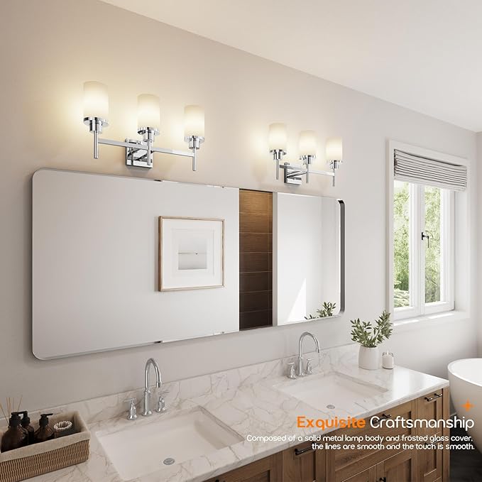 AONEON Bathrom Light Fixtures Polished Chrome 3 Vanity Lights - Image 8
