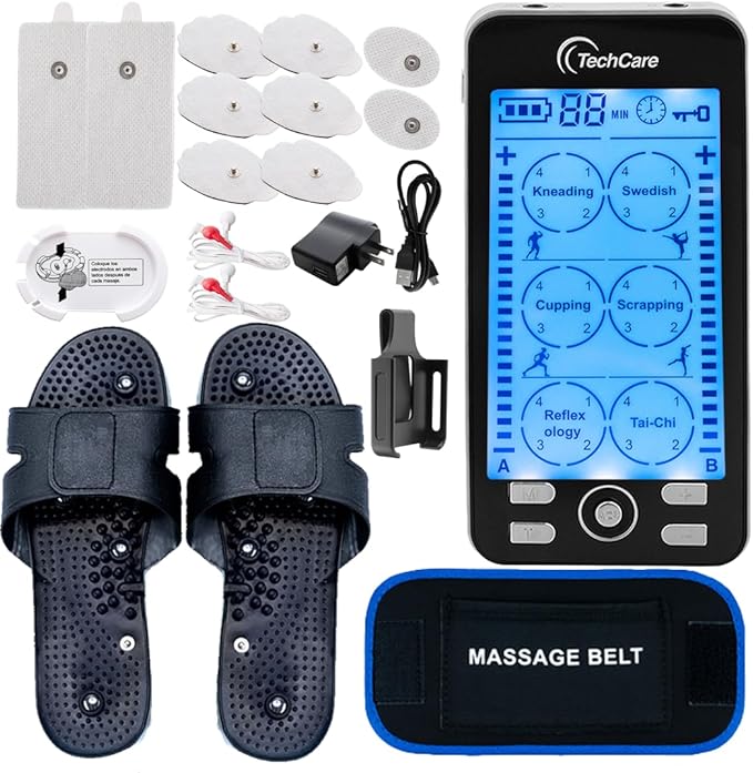 TechCare Plus 24-Mode TENS & EMS Dual-Channel Muscle Stimulator – Rechargeable by TechcareMassager