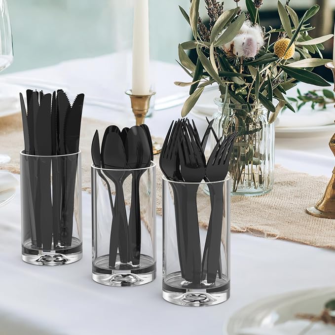 Dealusy 360 Count Black Plastic Spoons Disposable, Heat Resistant, Solid and - Image 7