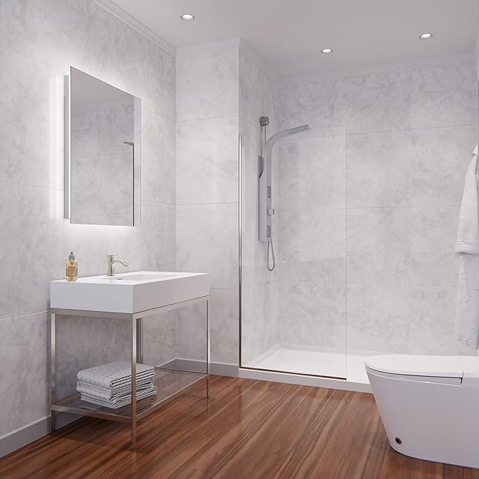 ANZZI 74 X 34 Inch Frameless Fixed Glass Shower Screen Shower Door in Brushed - Image 2