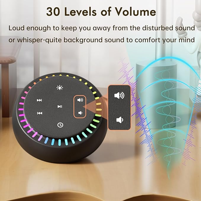 DreamSky Sound Machine for Sleep, 26 Sounds & RGB Night Light, USB-C Powered - Image 5