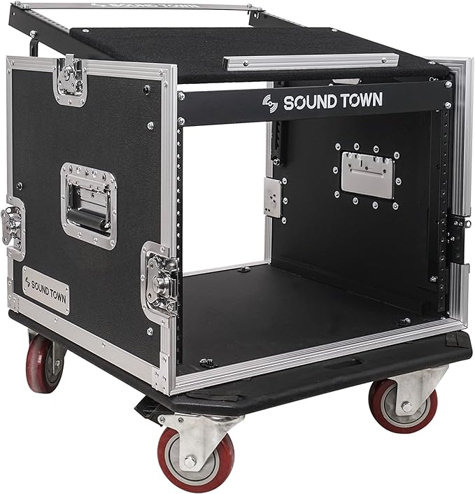 Sound Town Enhanced Thickness 1/2” Plywood 8U Audio Rack/Road ATA Case by SOUNDTOWN